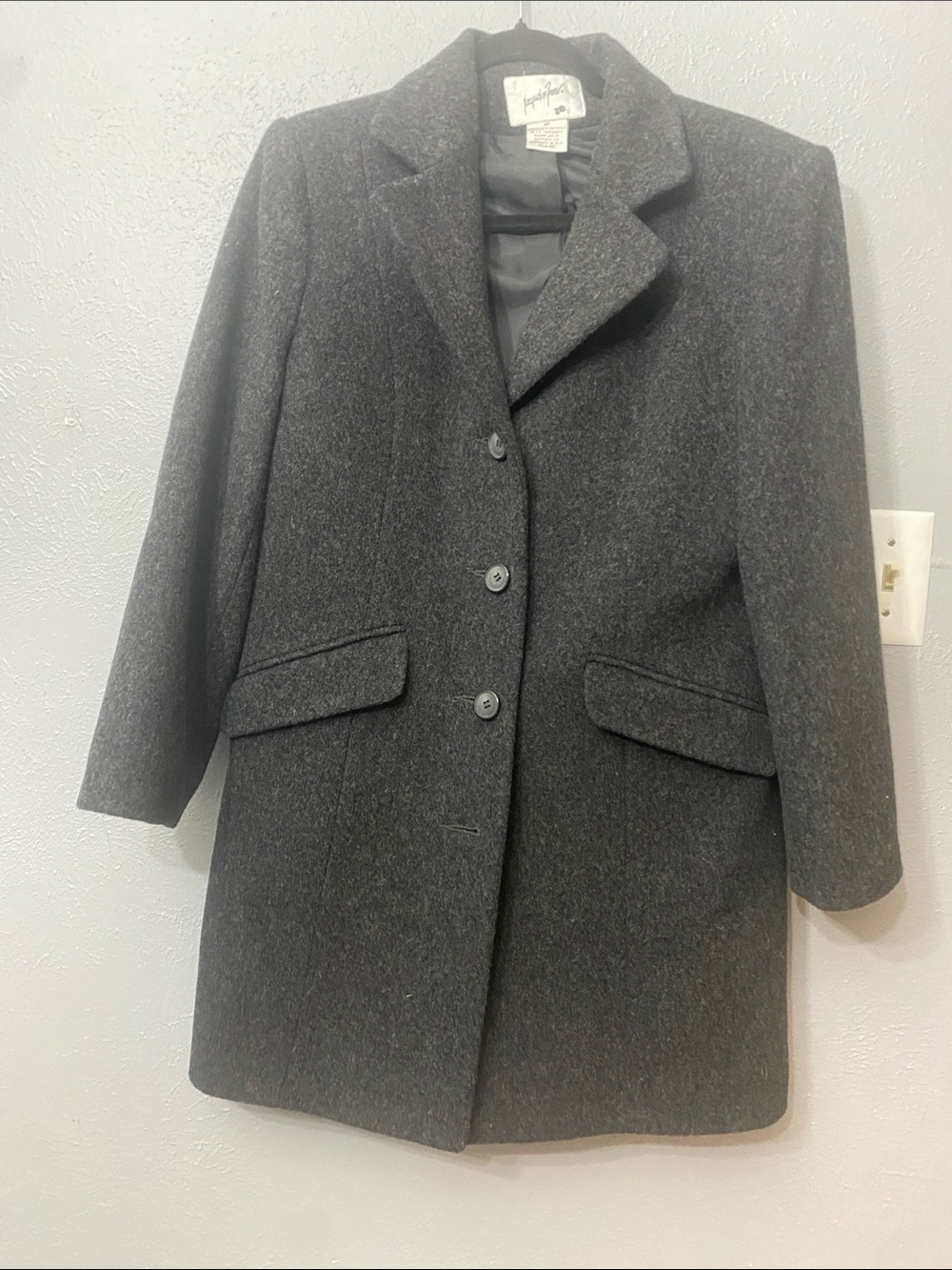 Vintage Jacqueline Ferrar Coat Womens 4P Gray Wool Classic Preppy Career Event